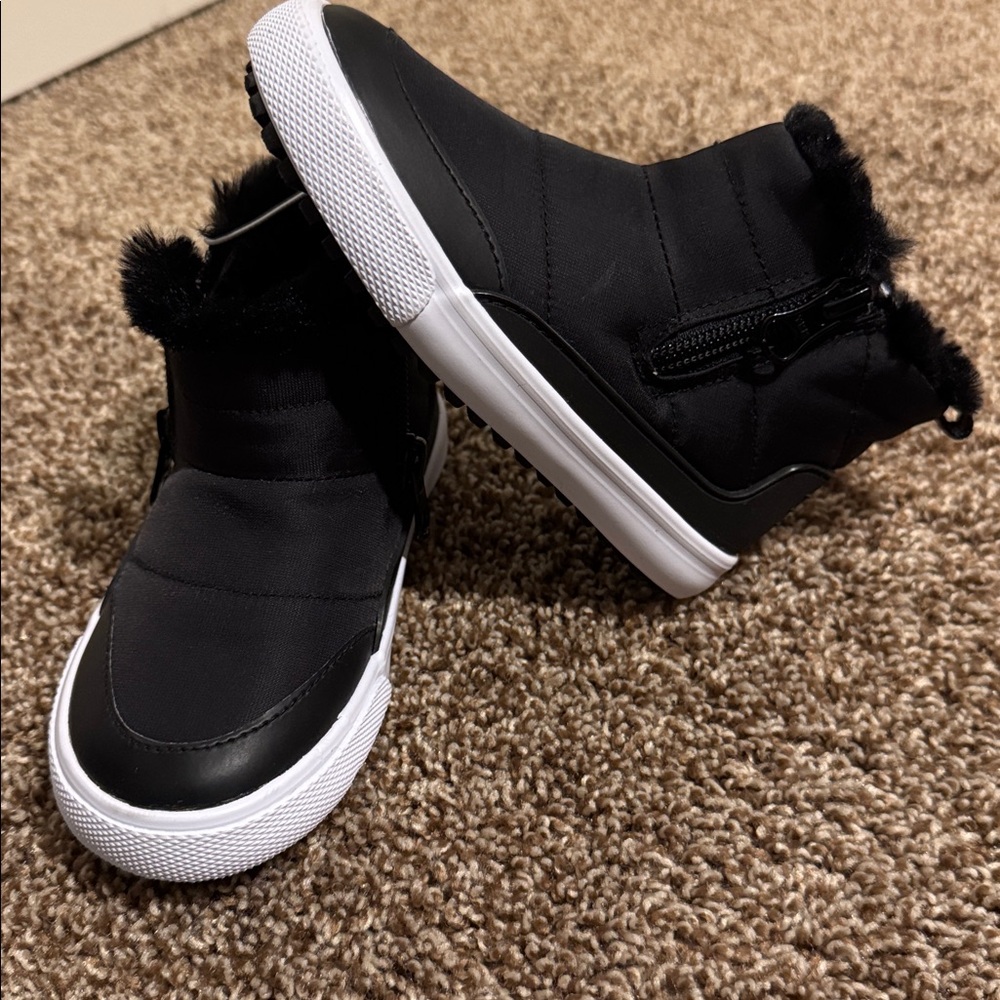 Cat & Jack Black Kids Shoes with Fur Trim